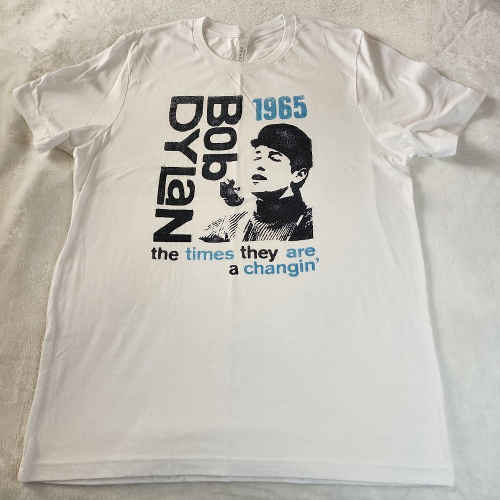 Bella Canvas Bob Dylan White Tshirt With Graphics Size Large